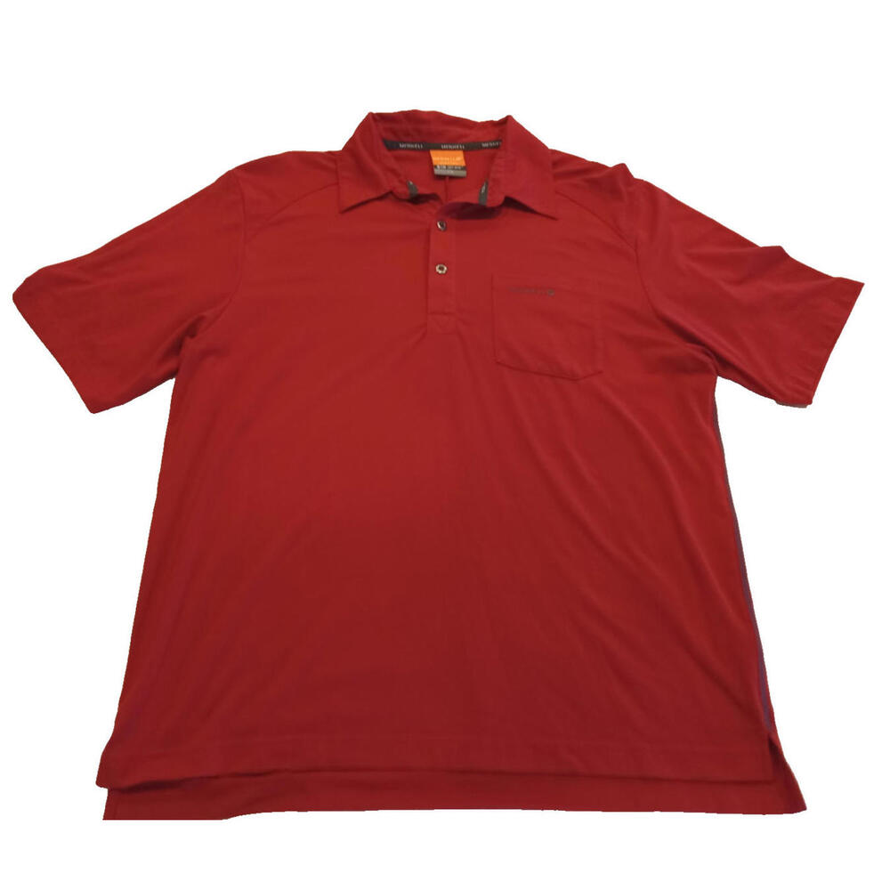 Merrel Opti-Wick Men's Red Short Sleeve Polo Golf Shirt Size Large